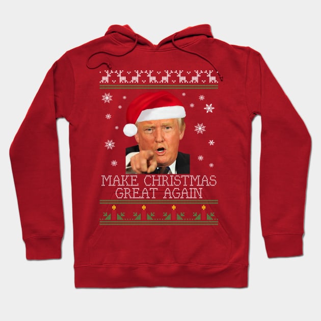 Make Christmas Great Again Donald Trump Knit Pattern Hoodie by Rebus28